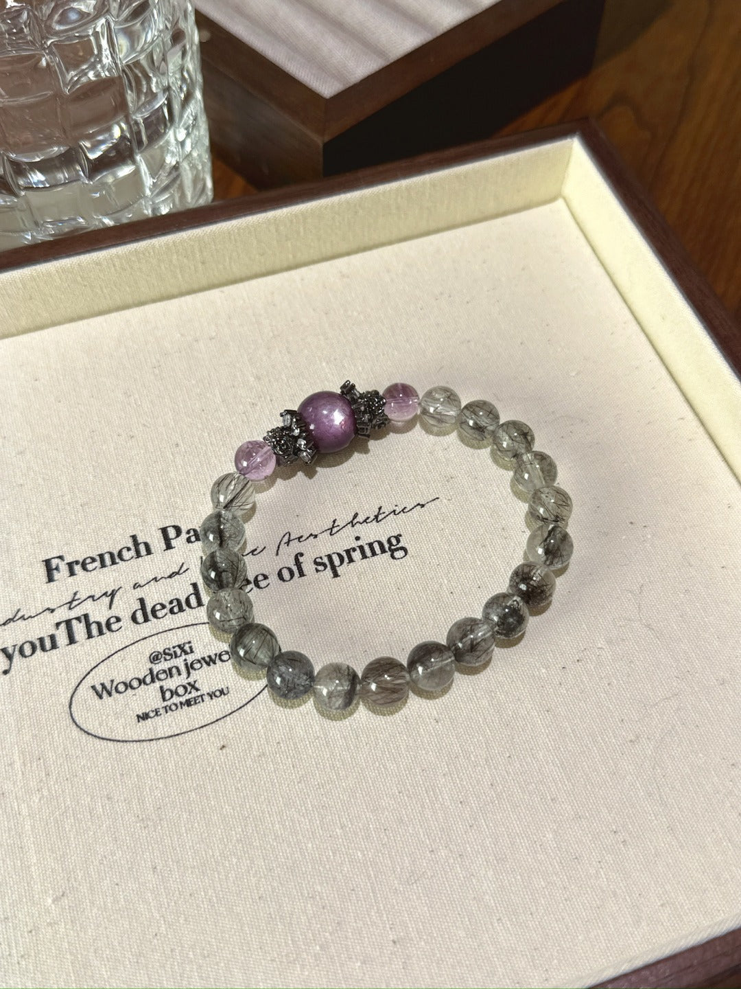 ▫️▪️ Black hair crystal amethytite amethyst bracelet